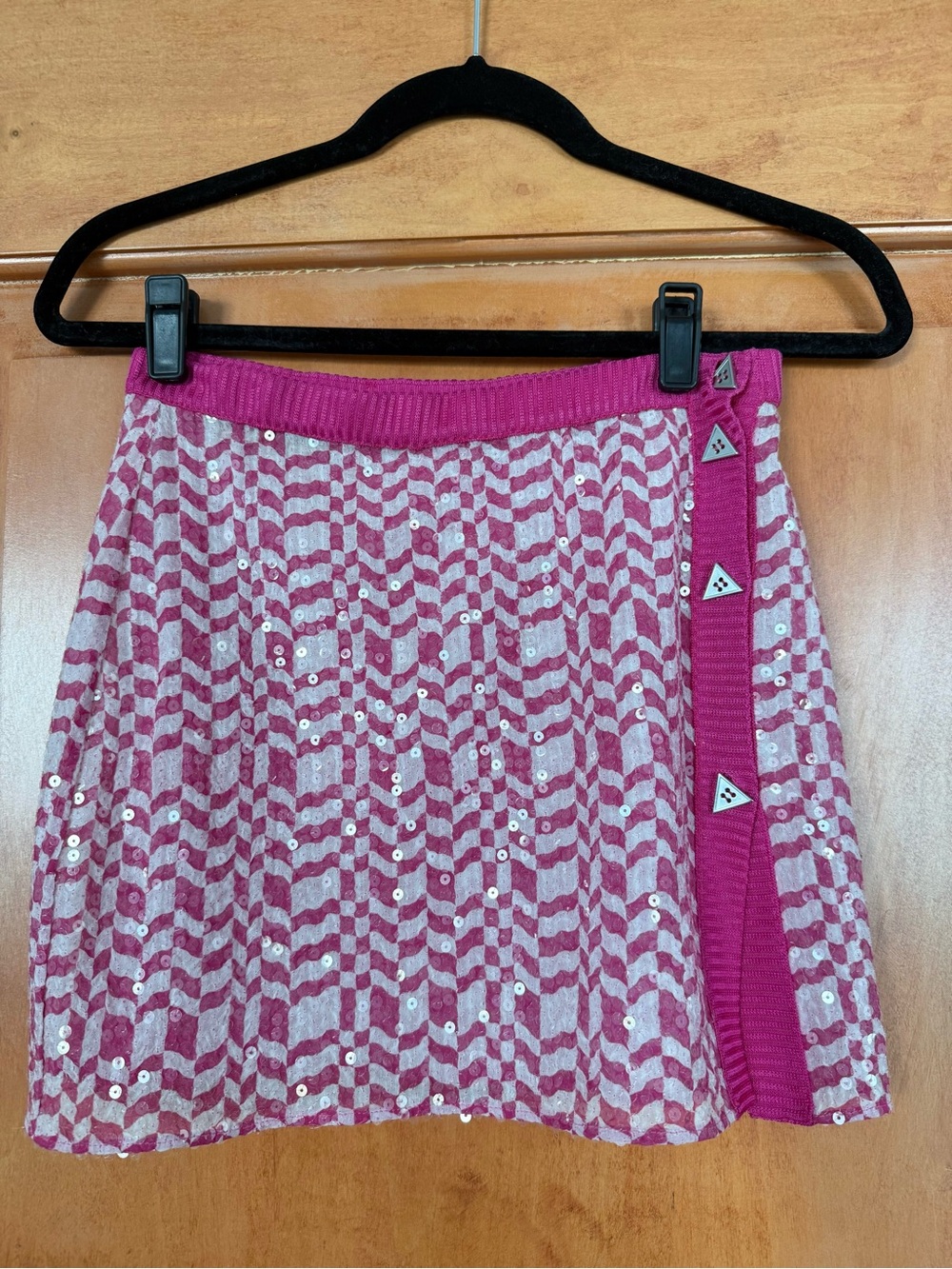 Missoni Pink & White Patterned Sequin Mini Skirt